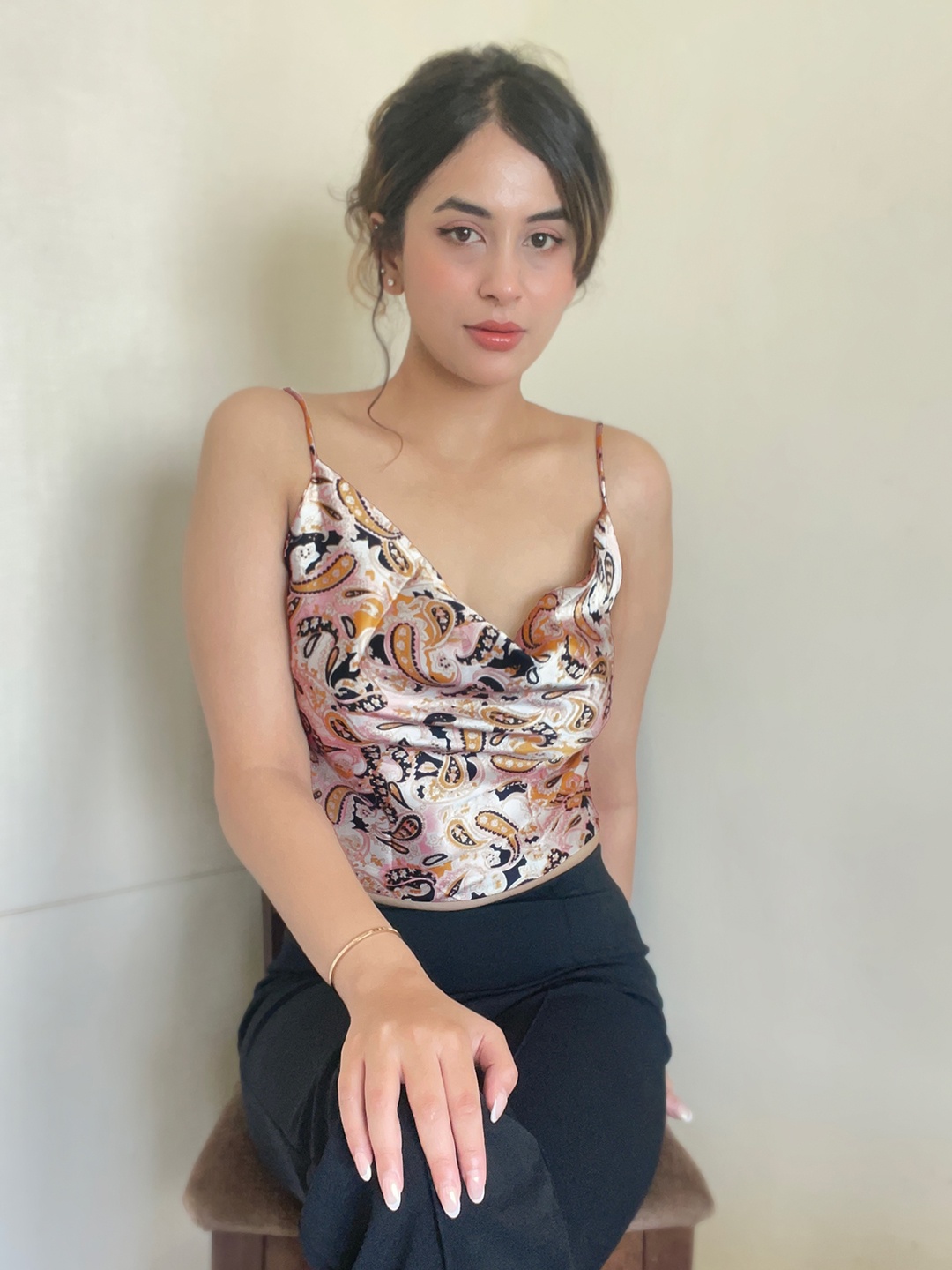 

STREET 9 Women Multi-coloured Ethnic Motifs Satin Top