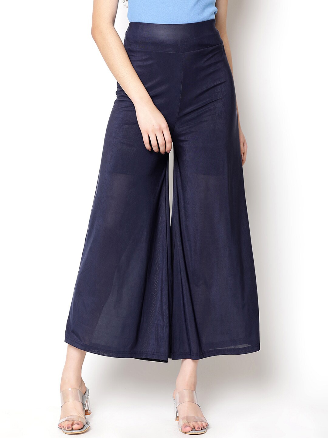 

V2 Value & Variety Women Navy Blue Knitted Cropped Palazzos