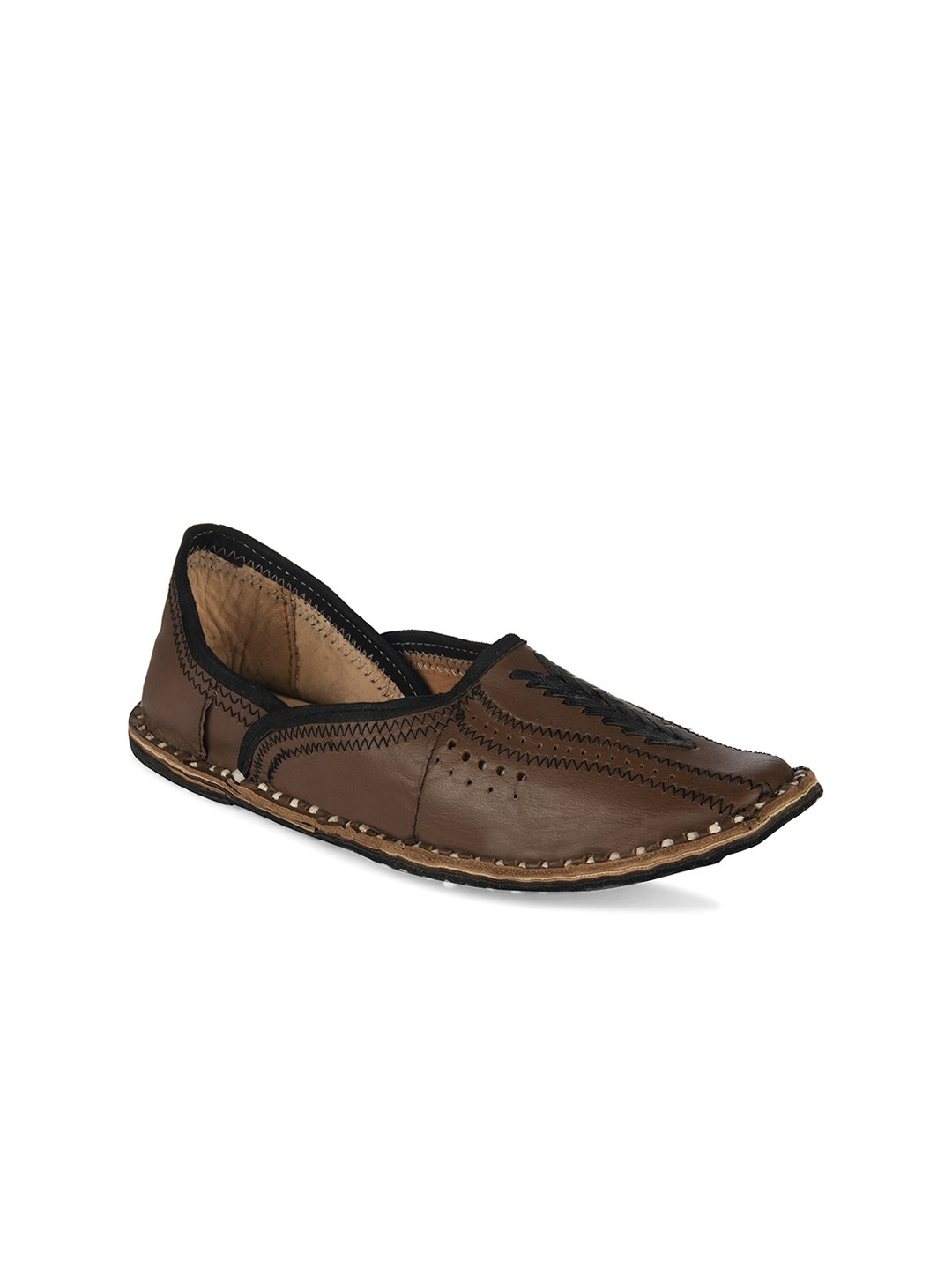 

Hulya Men Brown Perforations Leather Slip-On Sneakers