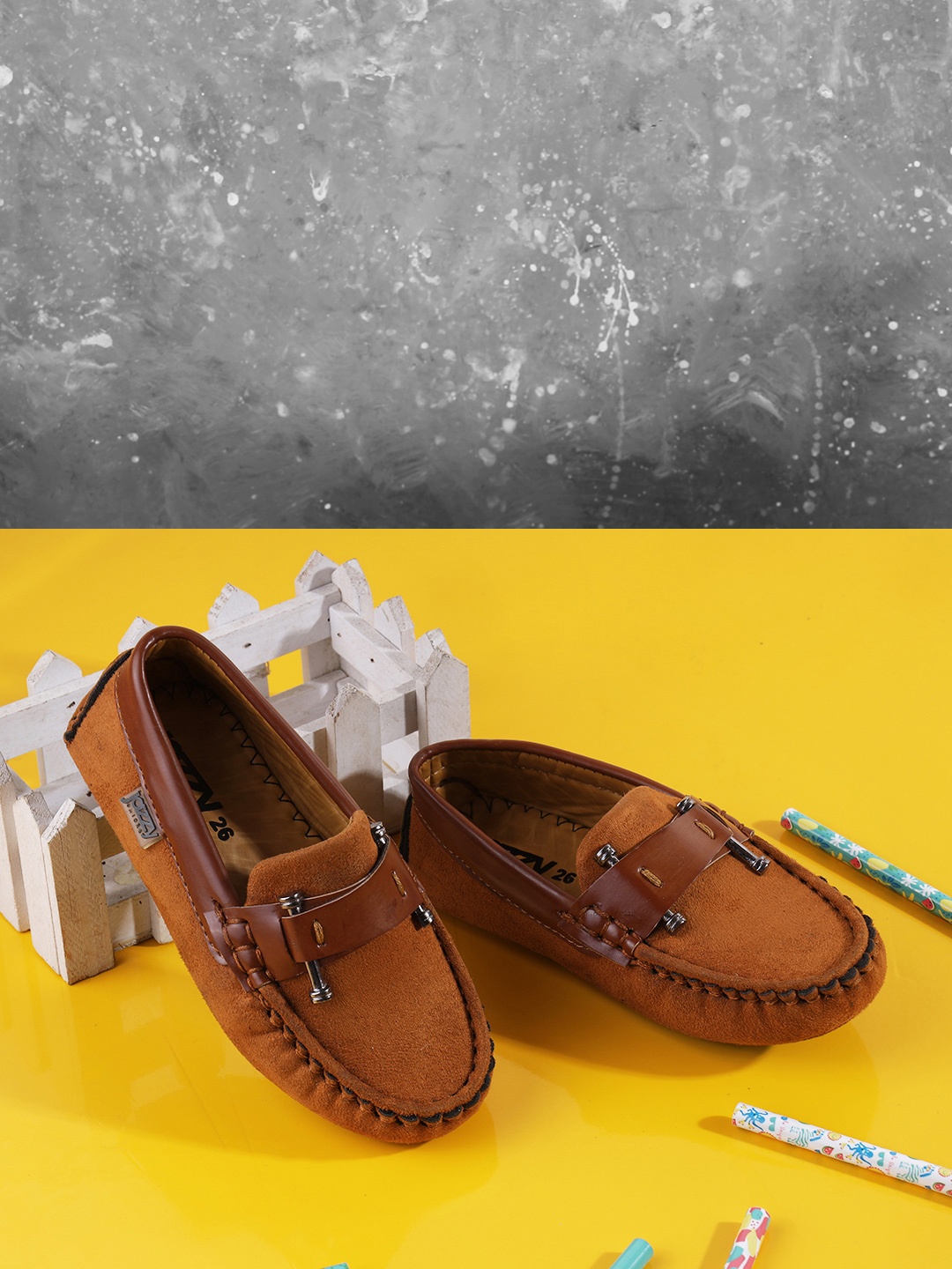 

Jazzy Juniors Boys Tan Printed Loafers