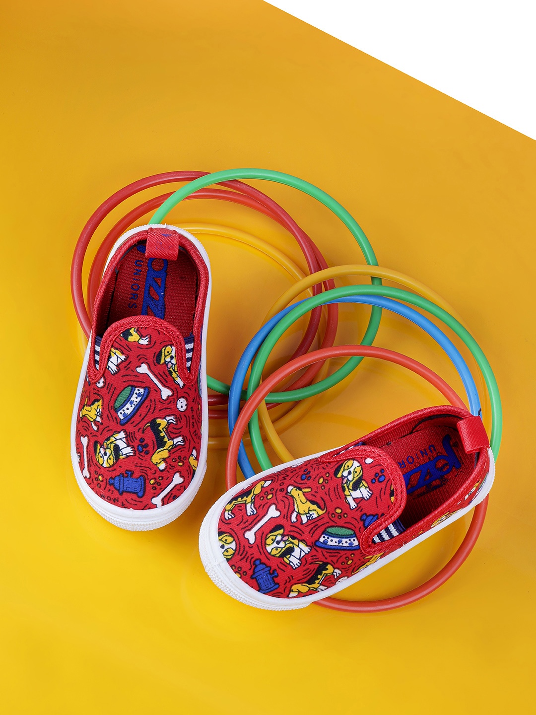 

Jazzy Juniors Boys Red Printed Slip-On Sneakers