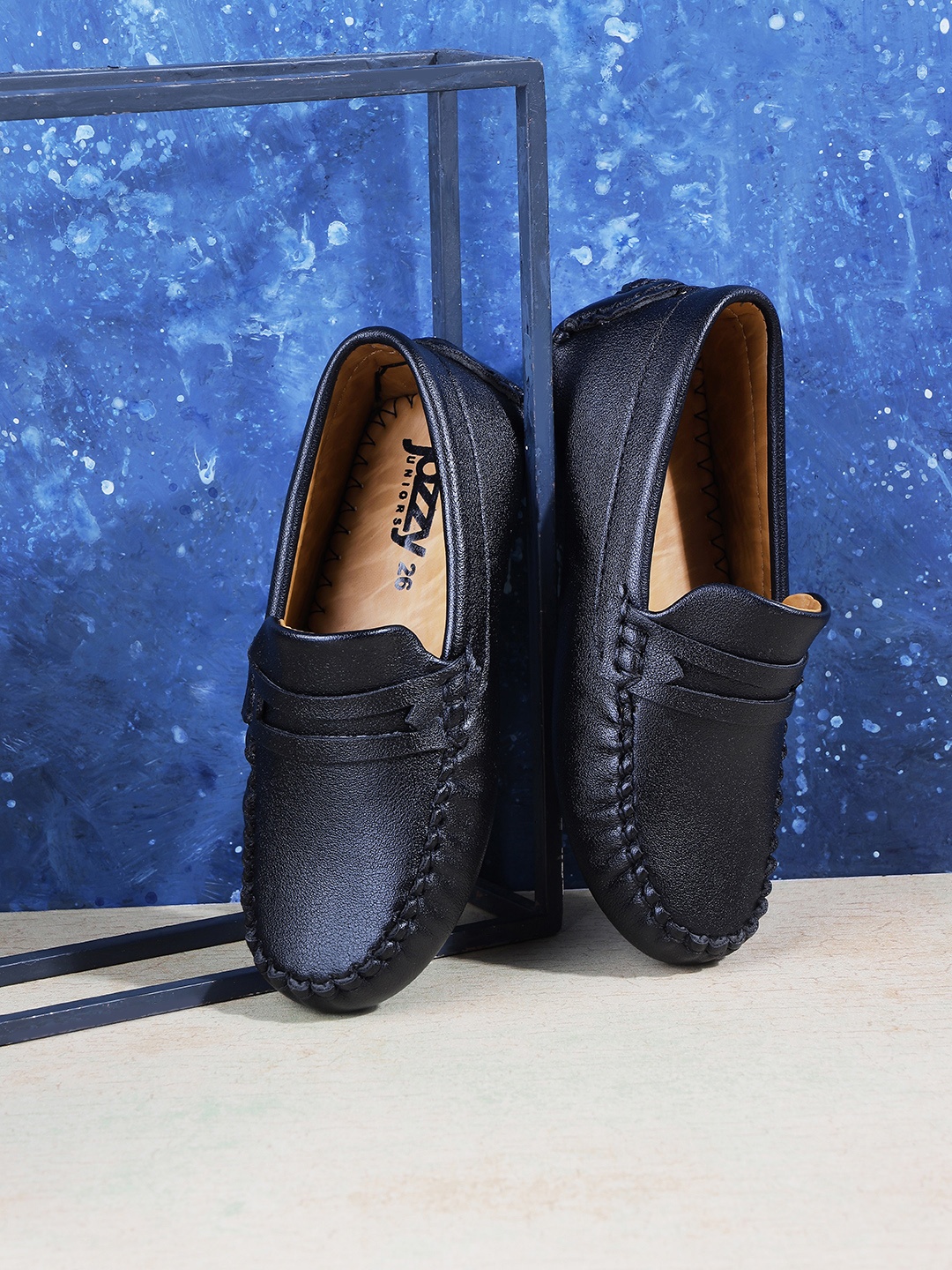 Jazzy Juniors Boys Black Perforations Loafers