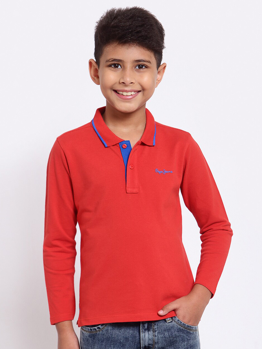

Pepe Jeans Boys Red Polo Collarok T-shirt