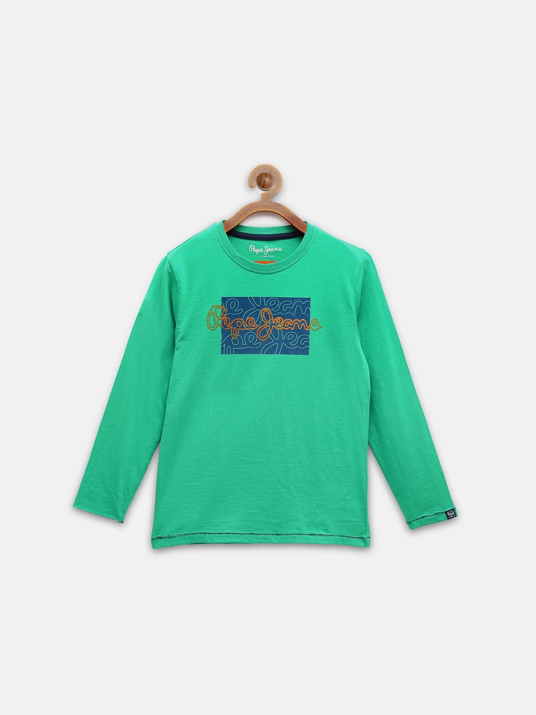 

Pepe Jeans Boys Green & Blue Brand Logo T-shirt
