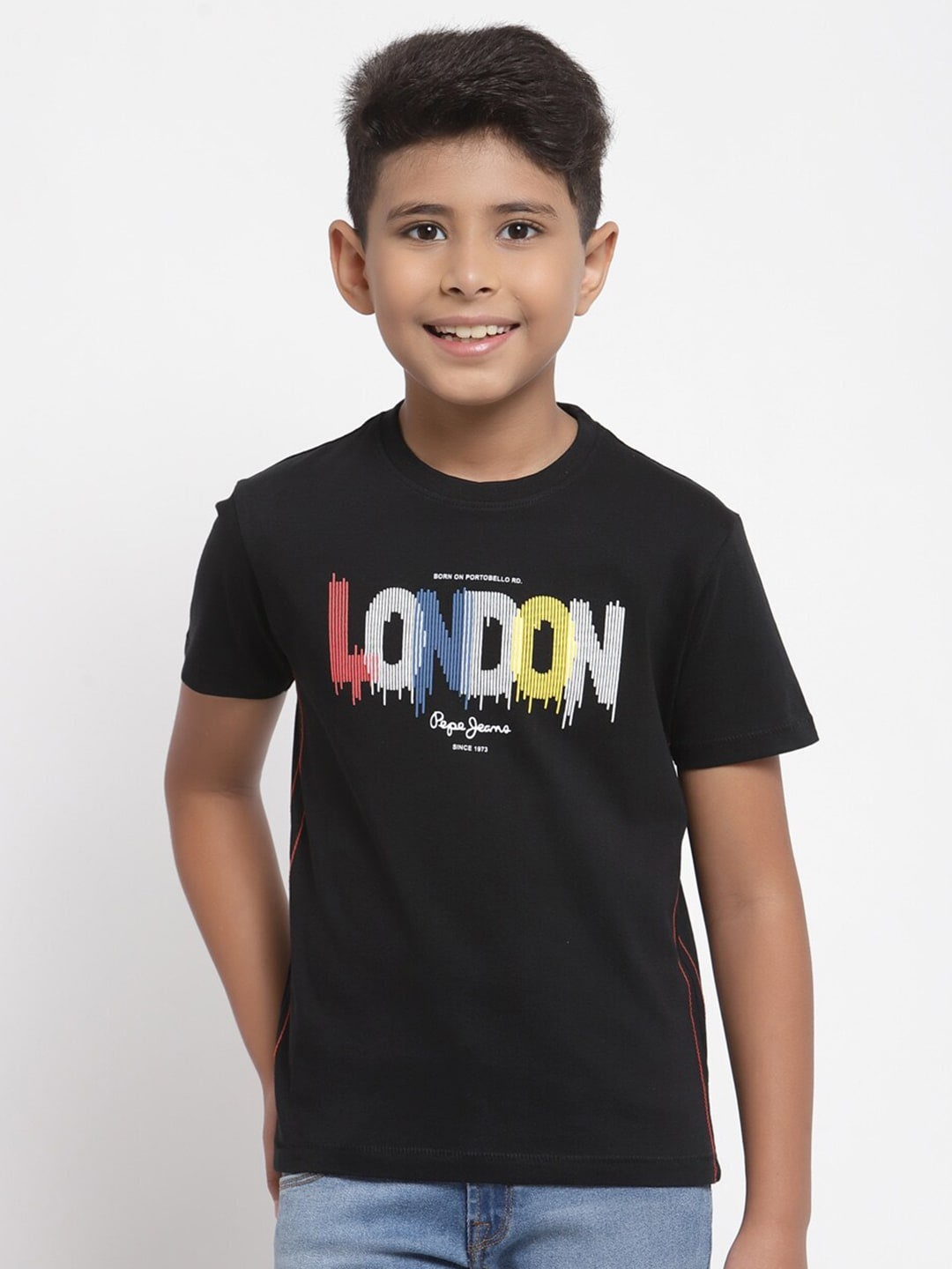 

Pepe Jeans Boys Black & Red Typography Printed T-shirt