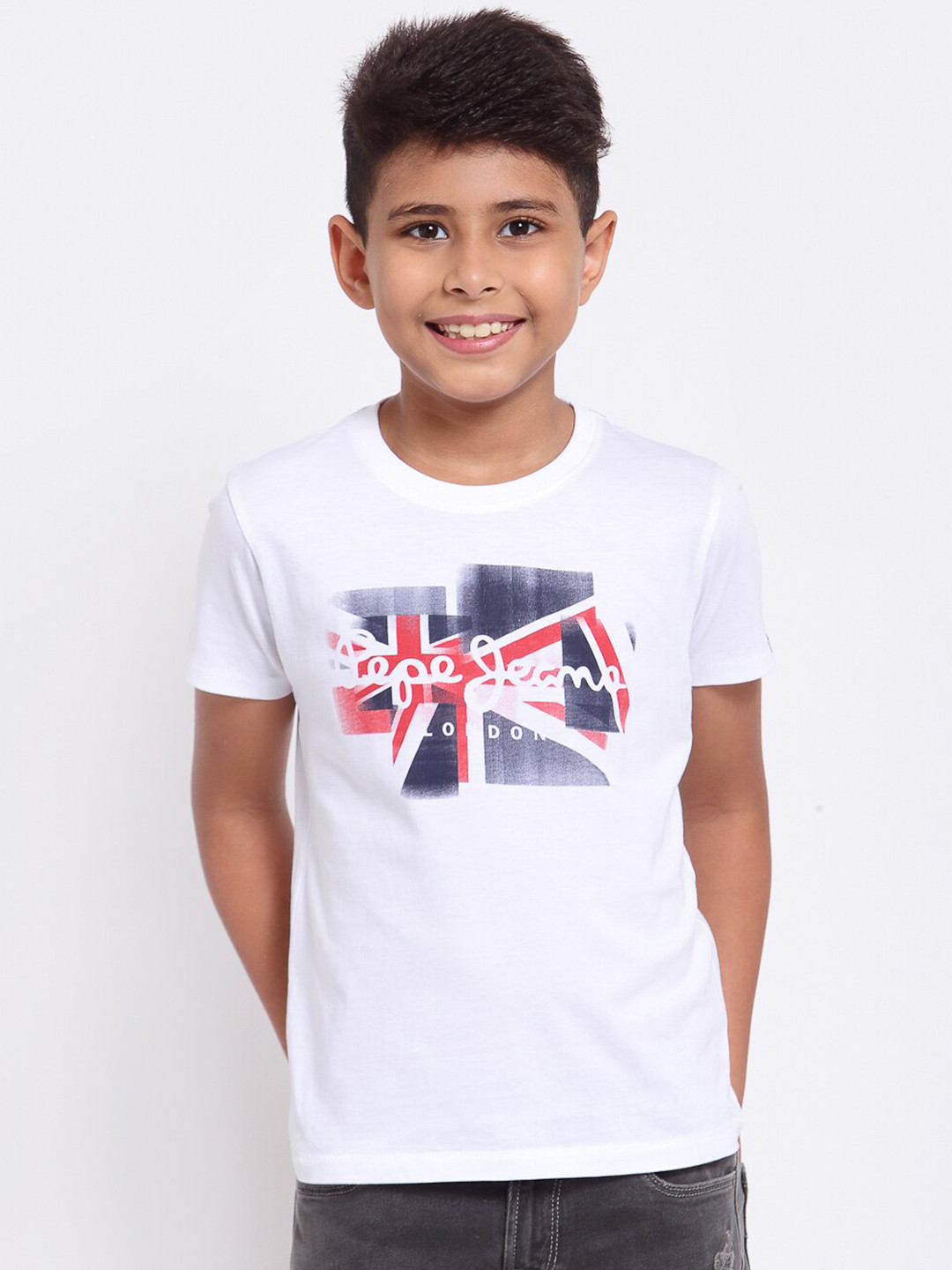 

Pepe Jeans Boys White & Blue Printed T-shirt