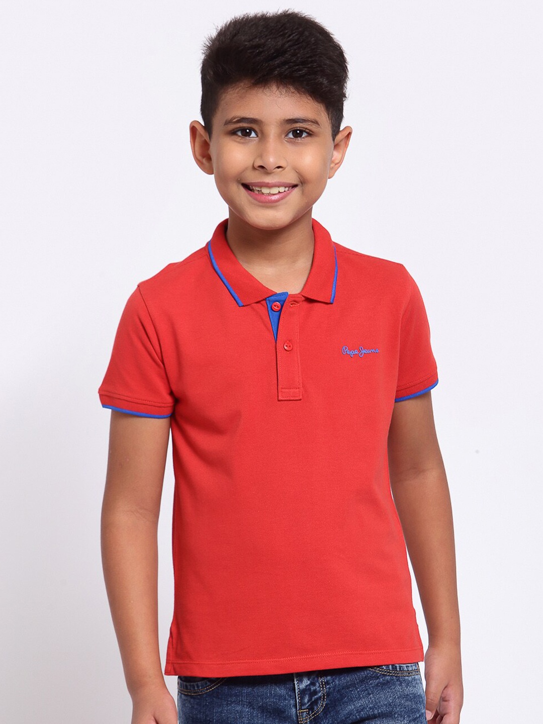 

Pepe Jeans Boys Red Polo Collar T-shirt