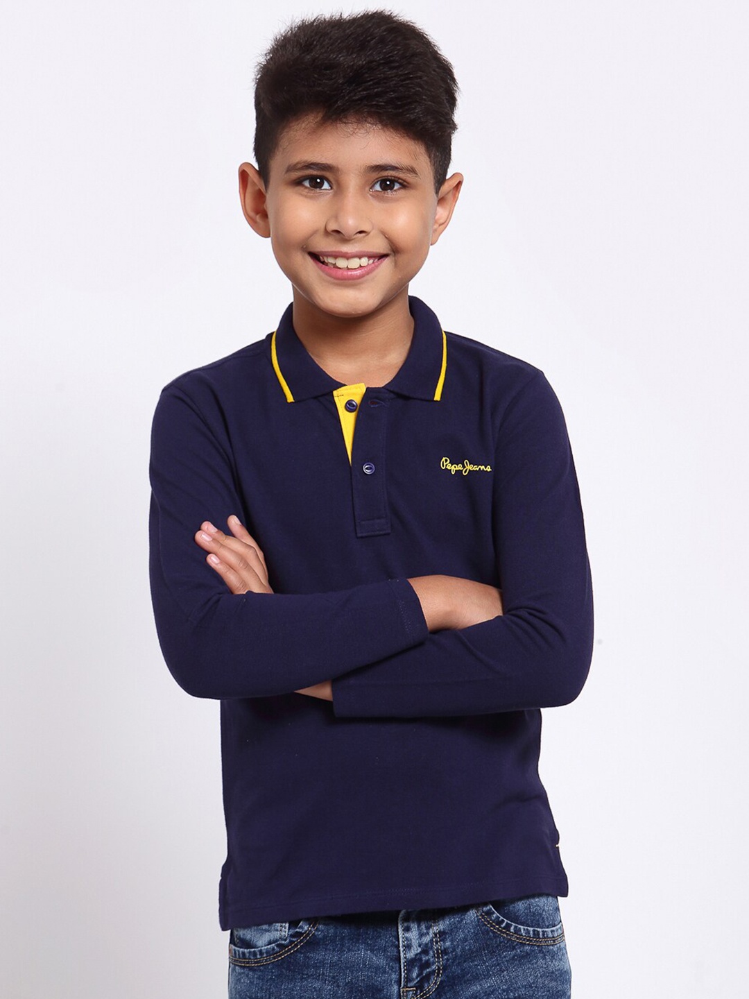 

Pepe Jeans Boys Blue Polo Collar Applique T-shirt
