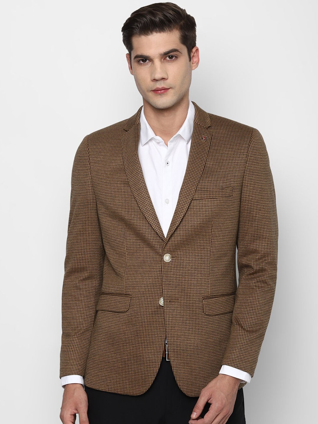 

Allen Solly Men Brown & Black Checked Single-Breasted Blazer