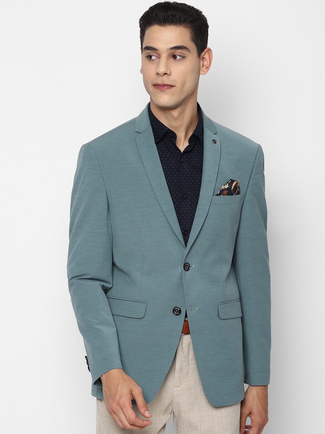 

Allen Solly Men Blue Single-Breasted Slim-Fit Formal Blazer