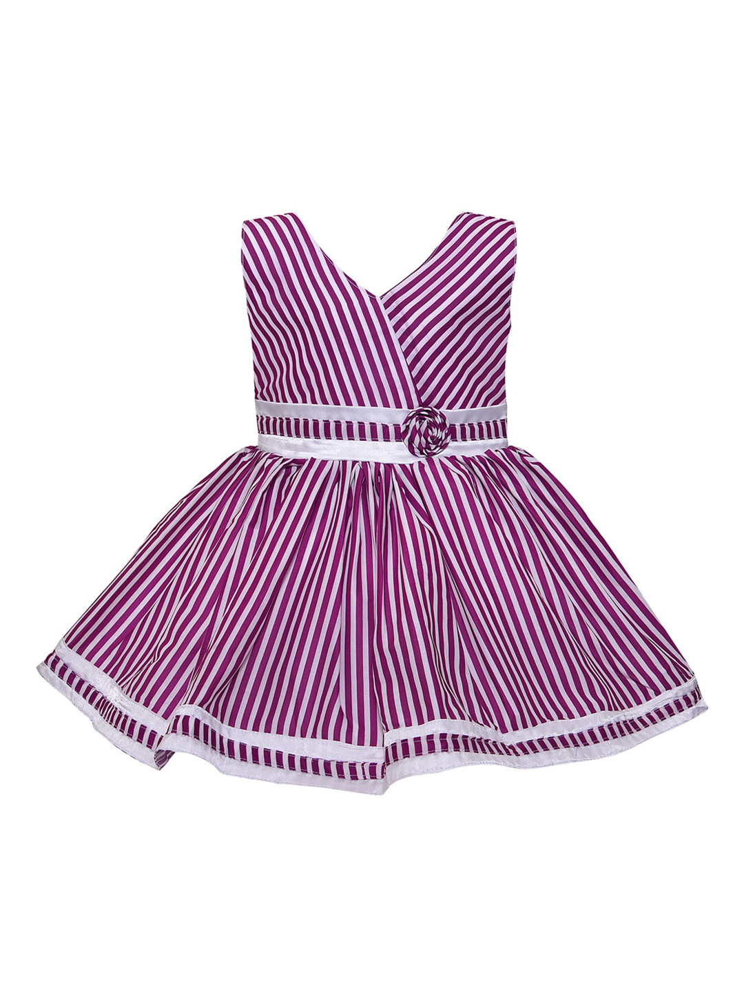 

Wish Karo Girls Purple Striped Satin Dress
