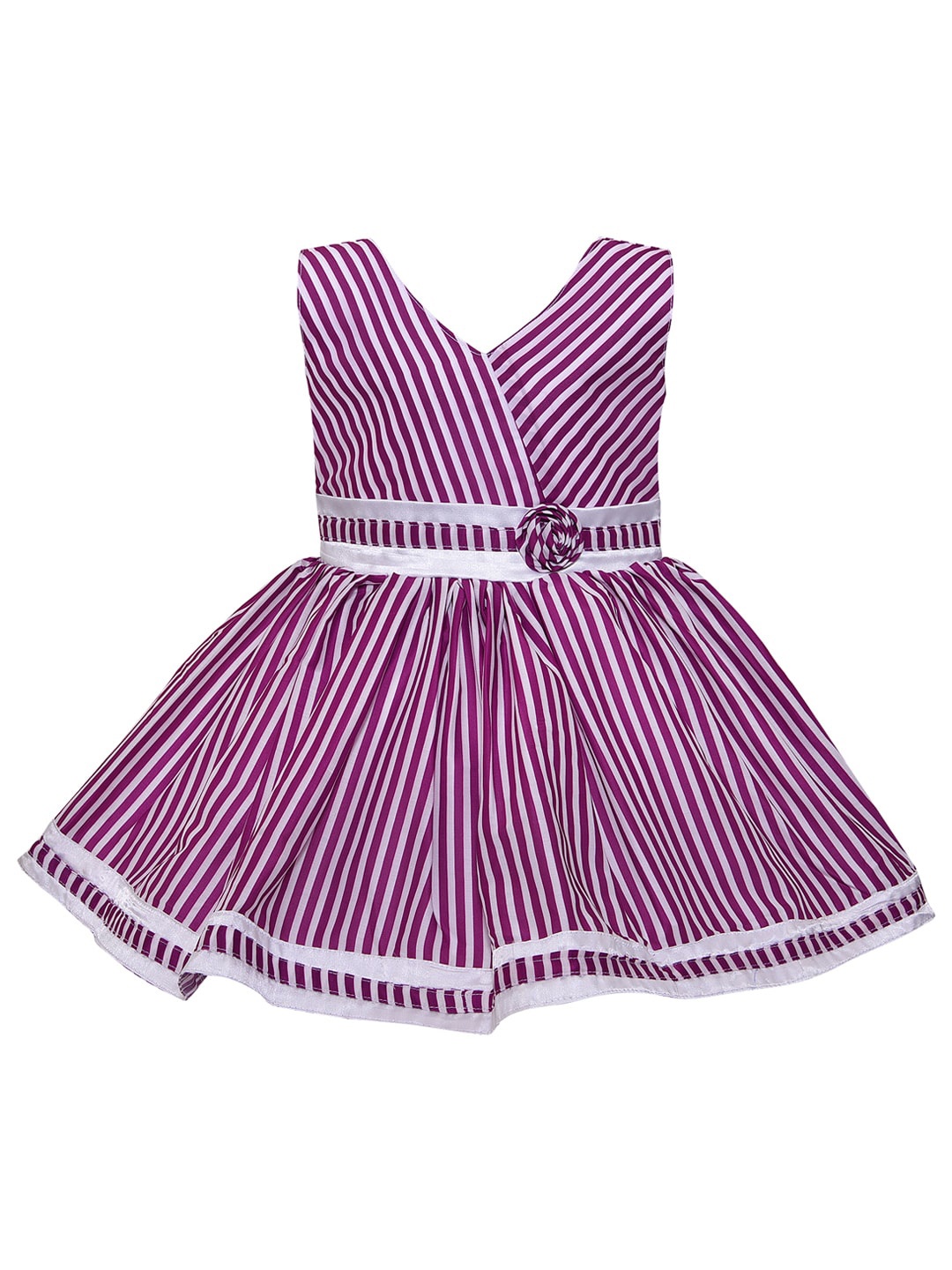 

Wish Karo Girls Purple Striped Satin Dress
