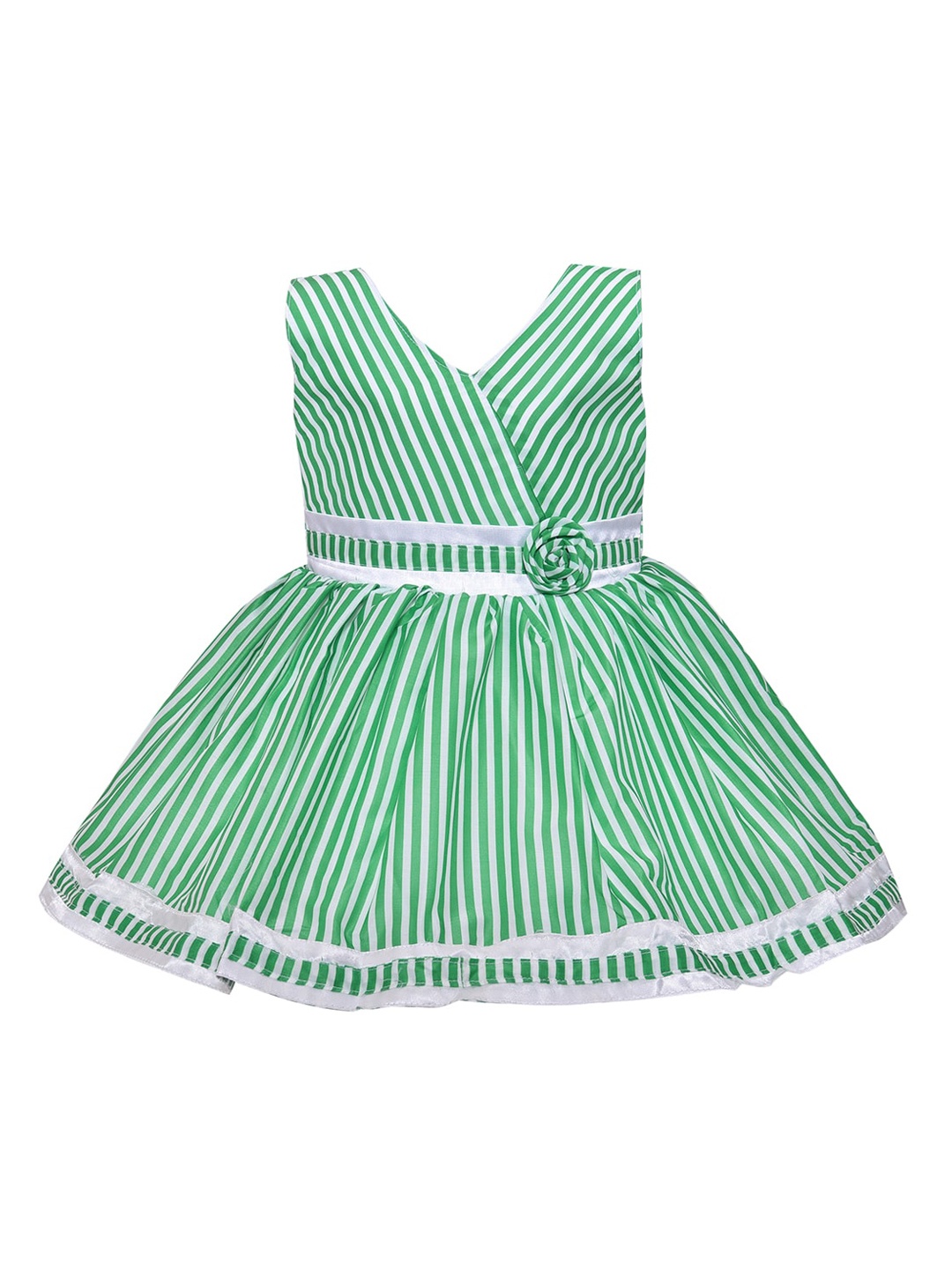 

Wish Karo Green Striped Satin Dress