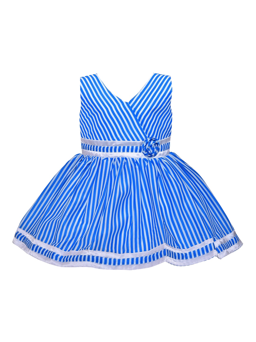 

Wish Karo Blue Striped Satin Dress