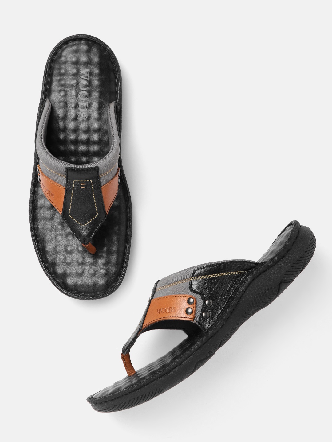 

Woodland Men Tan Brown & Grey Colourblocked Comfort Sandals