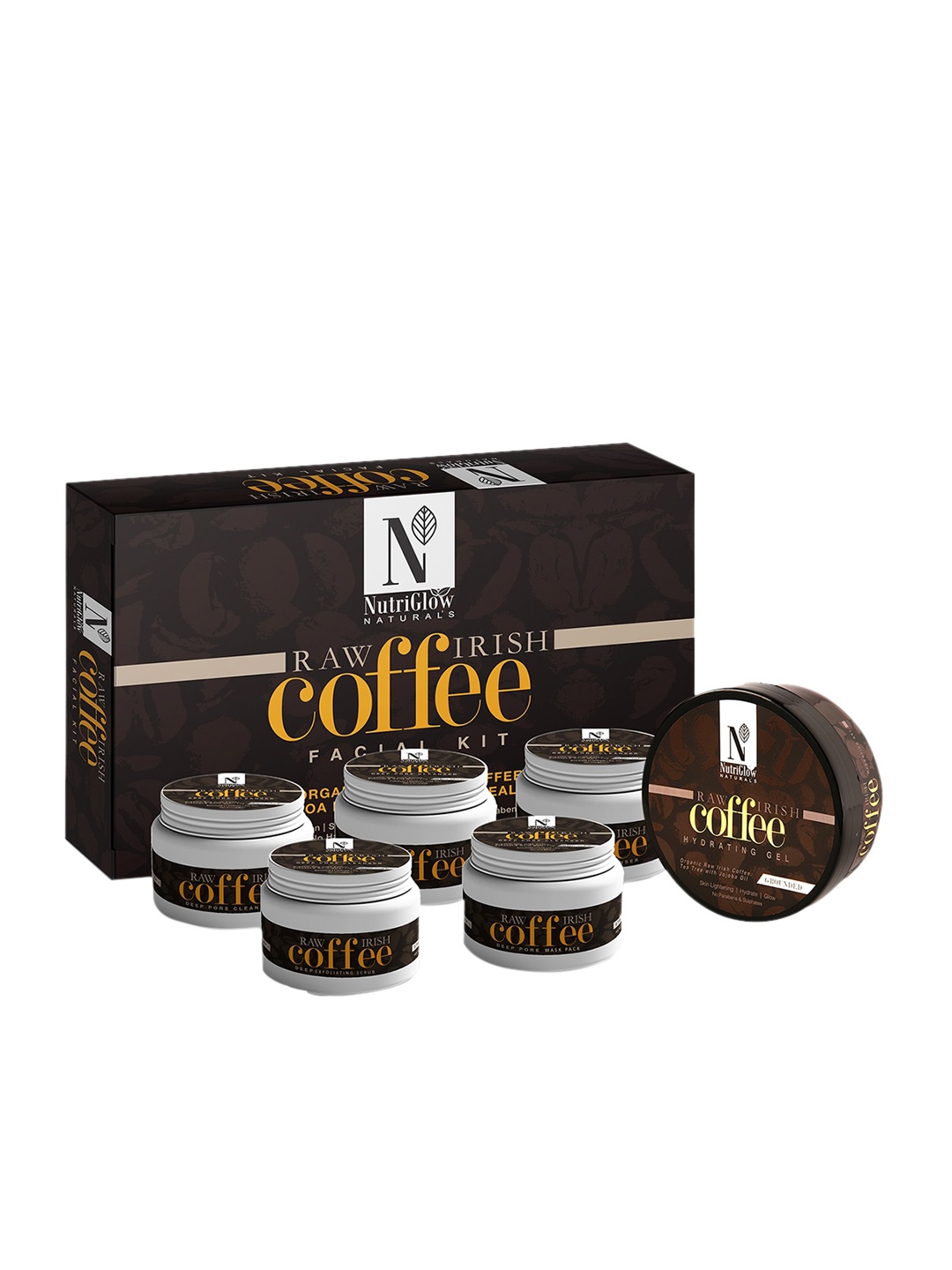 

NutriGlow Naturals Raw Irish Coffee Facial Kit 250 g + 10 ml Hydrating Gel 200 g, White