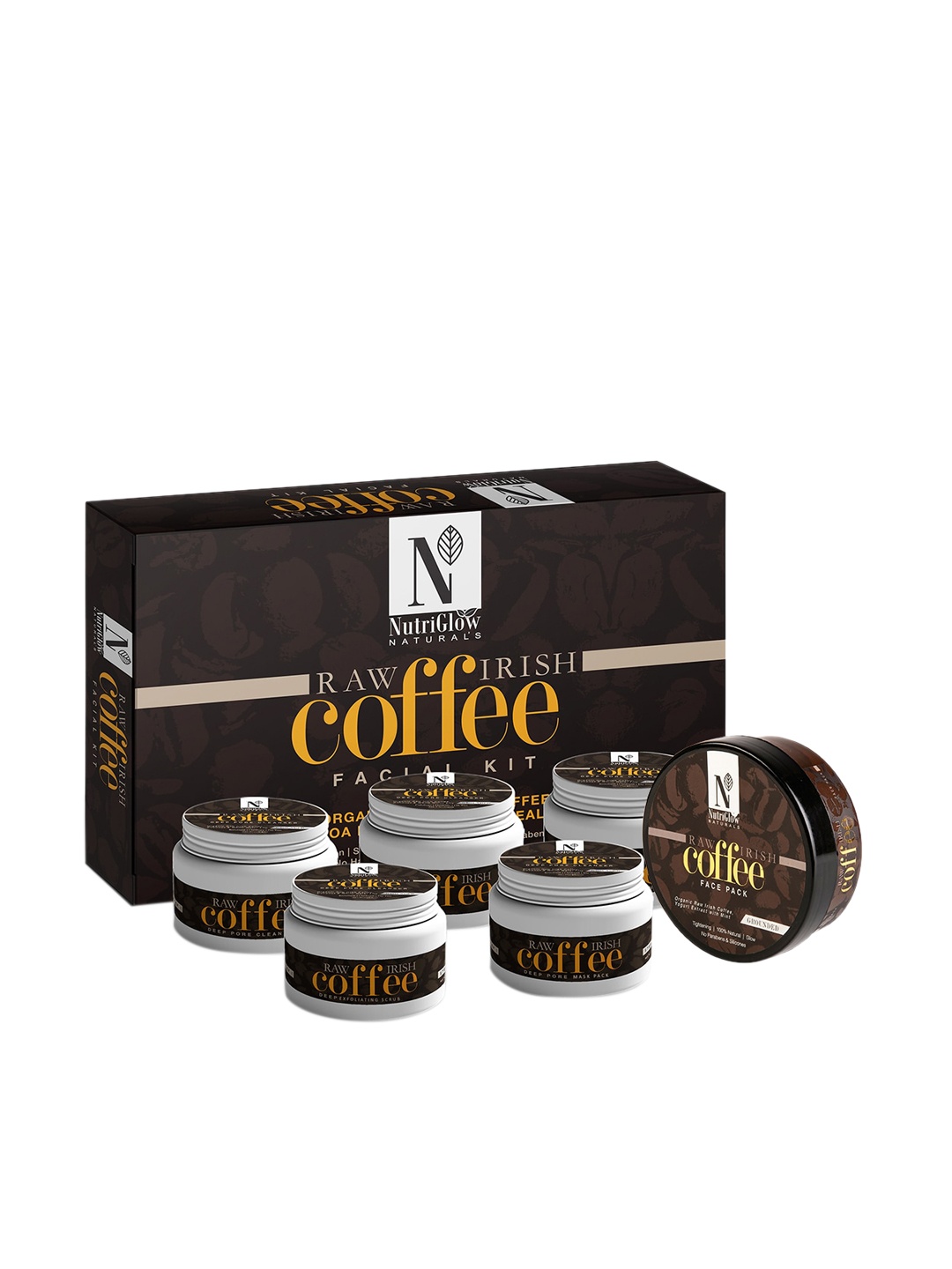 

NutriGlow Naturals Sustainable Raw Irish Coffee Facial Kit 250 g + 10 ml Coffee Face Pack 200 g, White