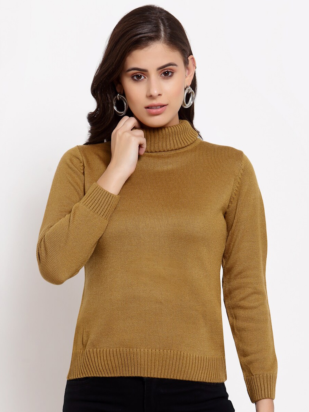 

Style Quotient Women Camel Brown Acrylic Pullover