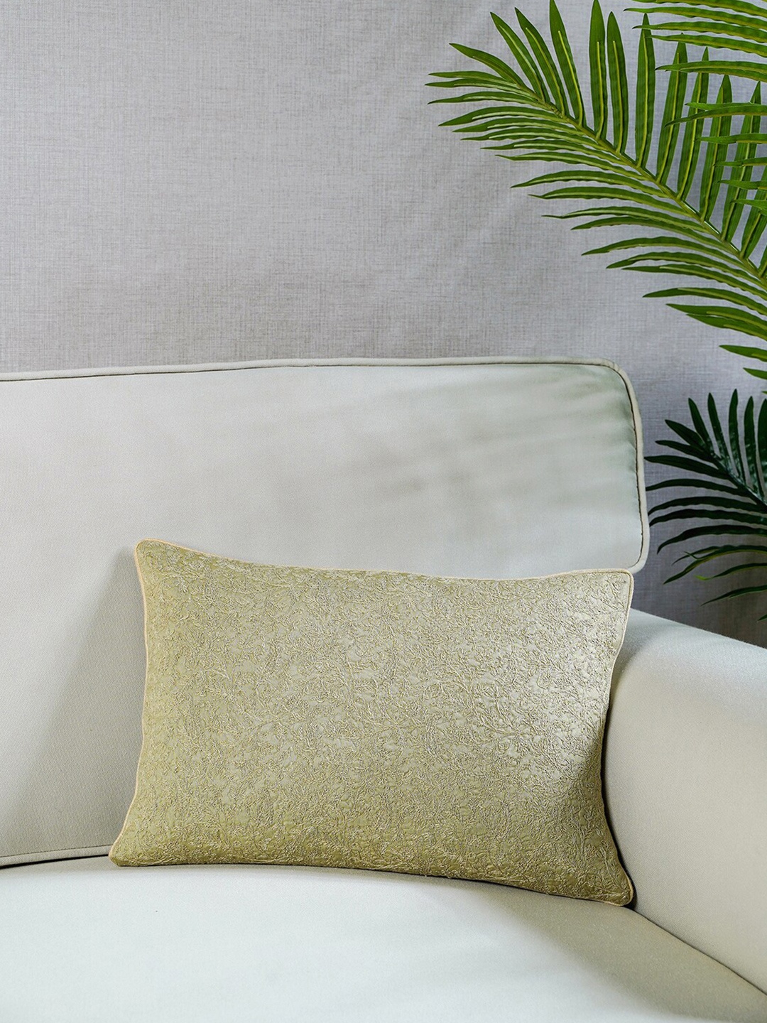 

Pure Home and Living Gold-Toned Embroidered Gaura Rectangle Cushion Covers