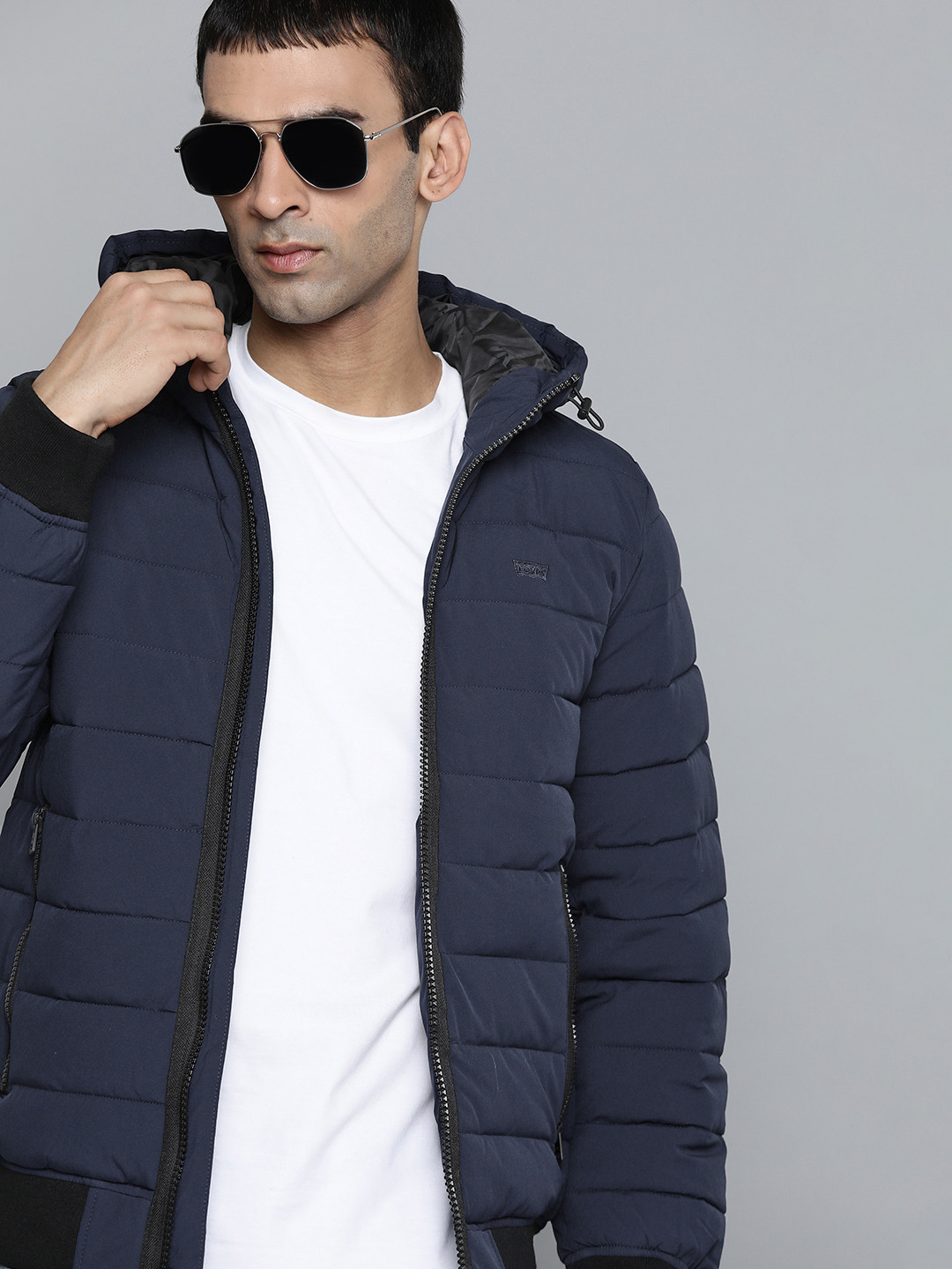 

Levis Men Blue Solid Padded Jacket