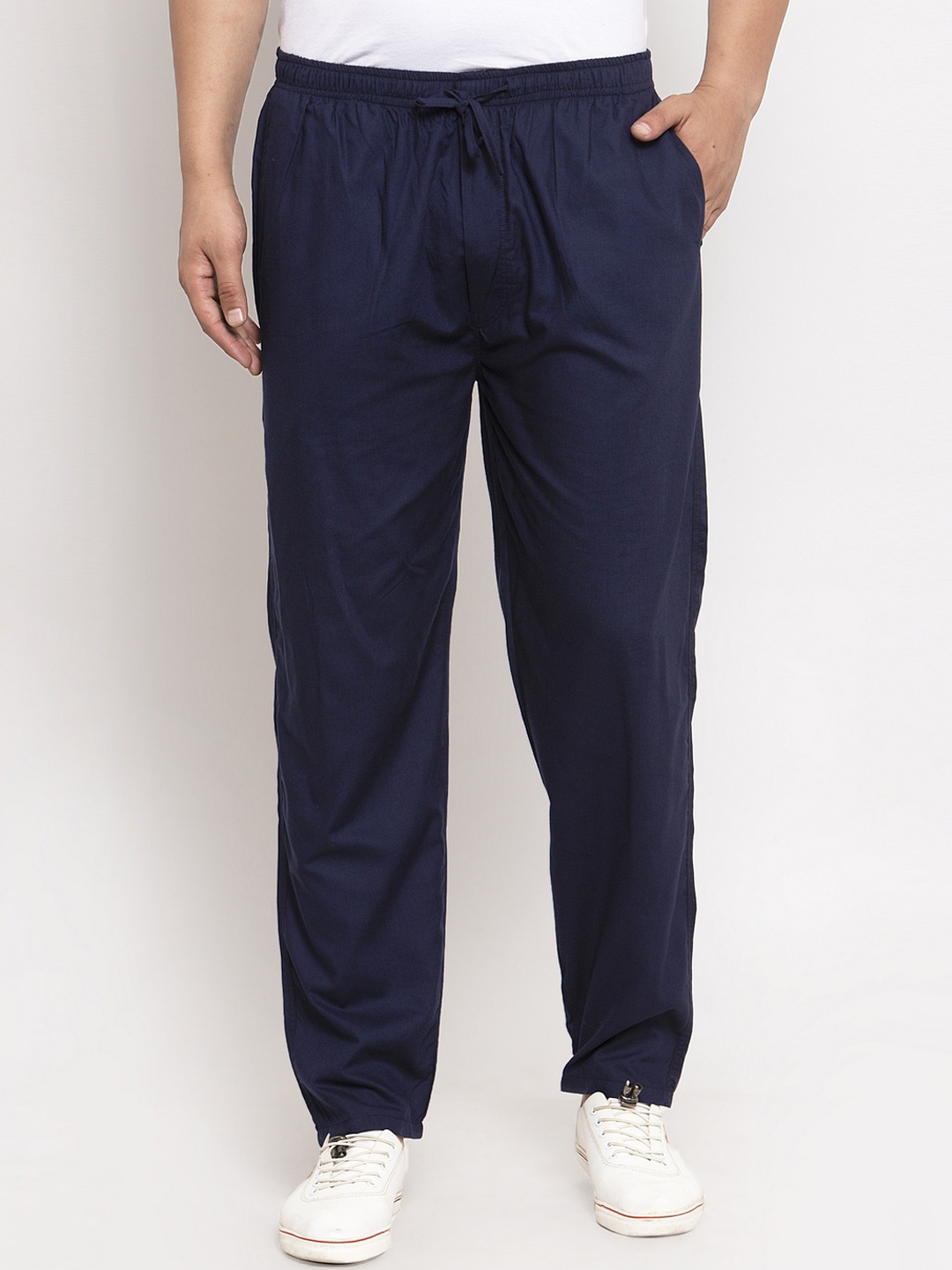 

JAINISH Men Navy Blue Solid Cotton Track Pants