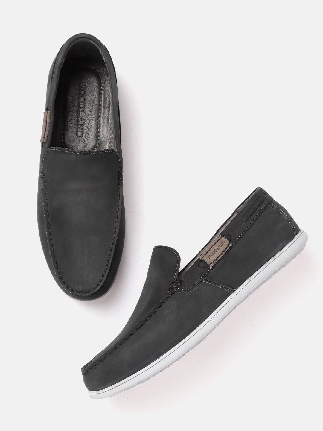 

Woodland Men Navy Blue Nubuck Leather Loafers