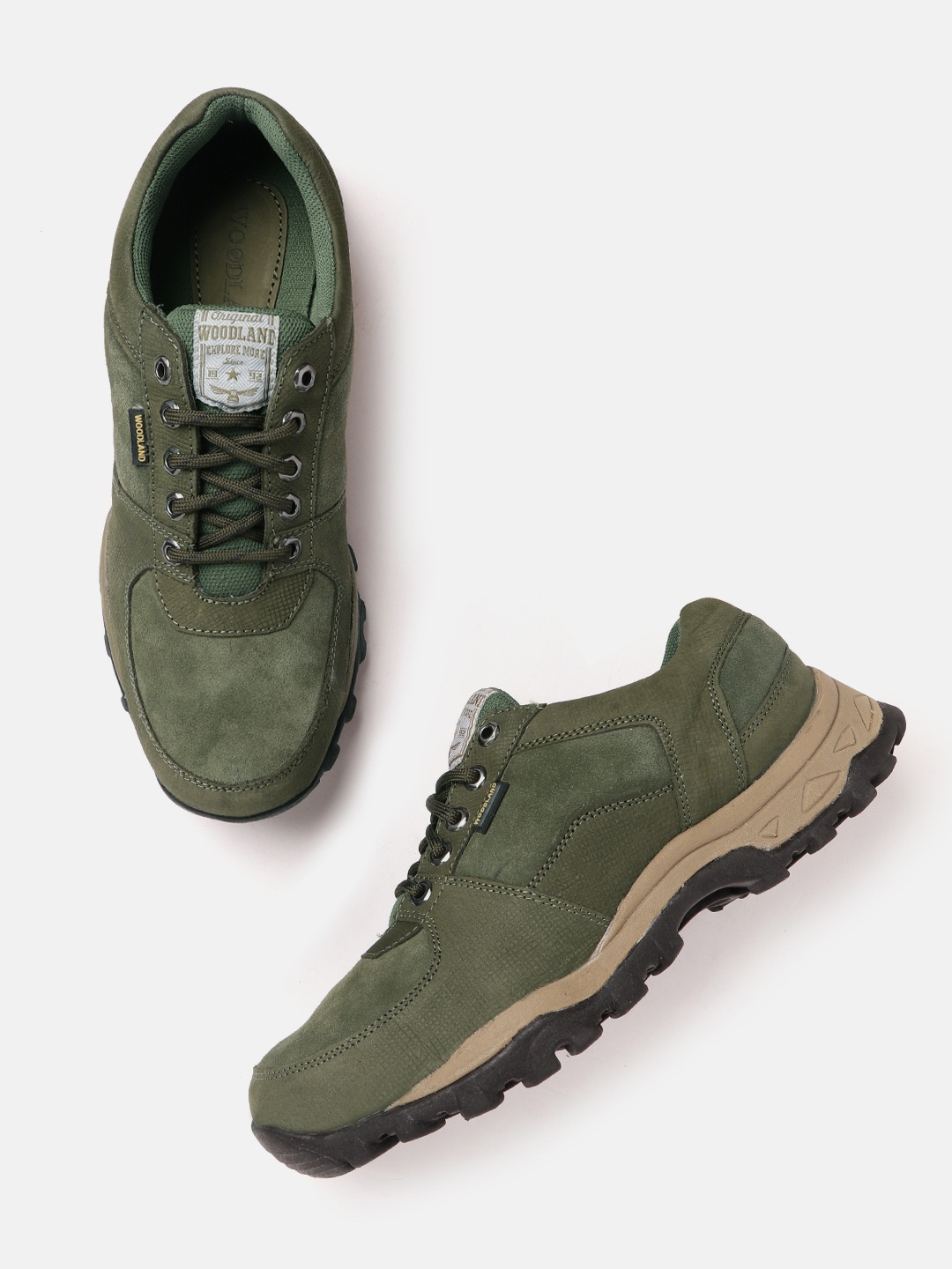 

Woodland Men Leather Sneakers, Olive