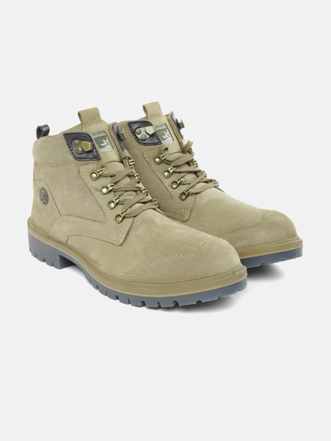 

Woodland Men Khaki Leather Mid Top Flat Boots