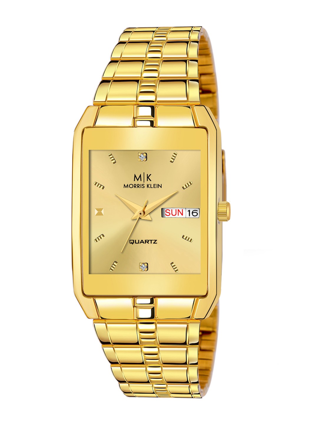 

MORRIS KLEIN Men Gold-Toned Dial & Gold-Plated Stainless Steel Bracelet Style Straps Analogue Watch