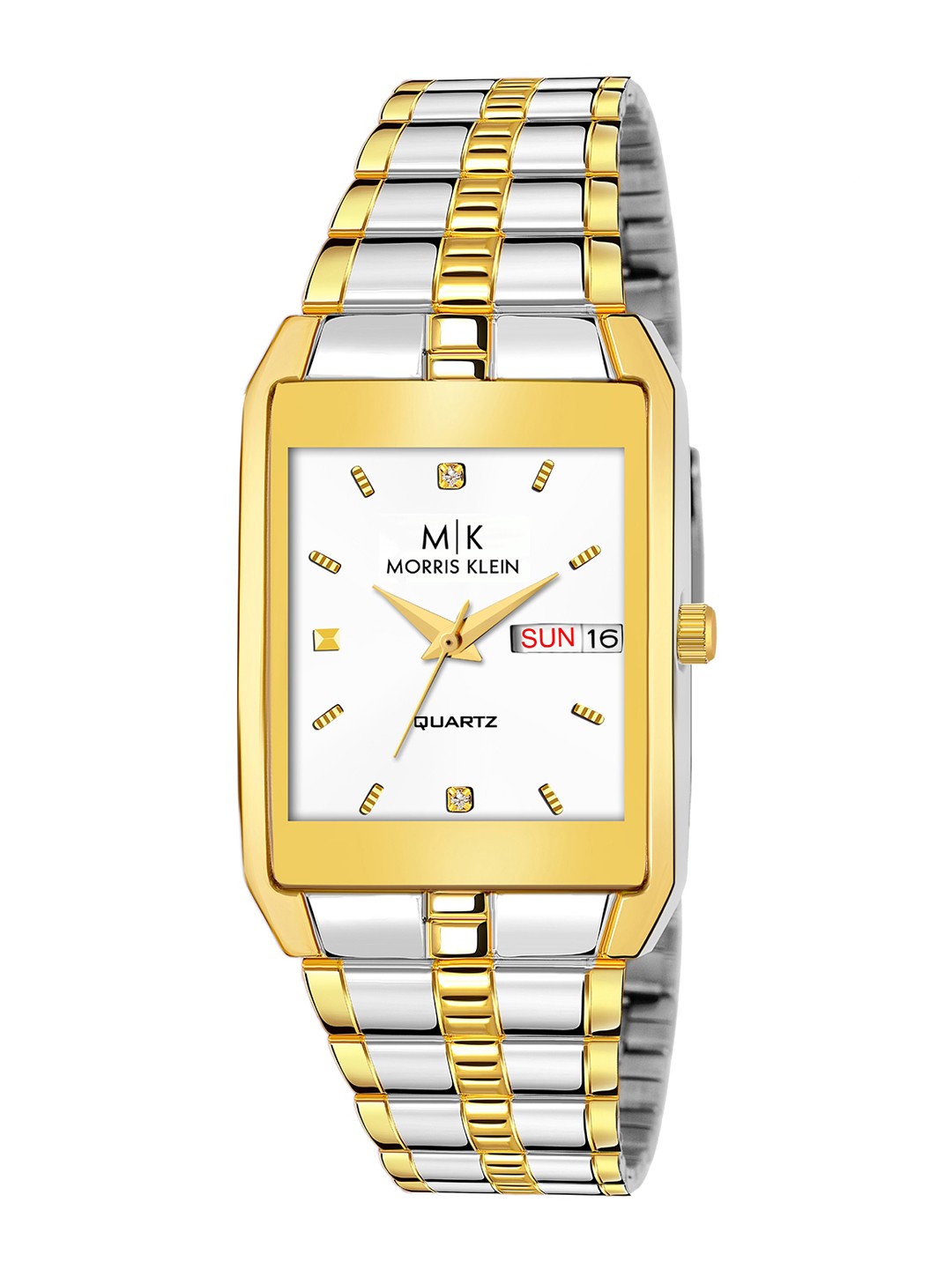 

MORRIS KLEIN Men White Dial & Gold-Plated Stainless Steel Bracelet Style Straps Analogue Watch