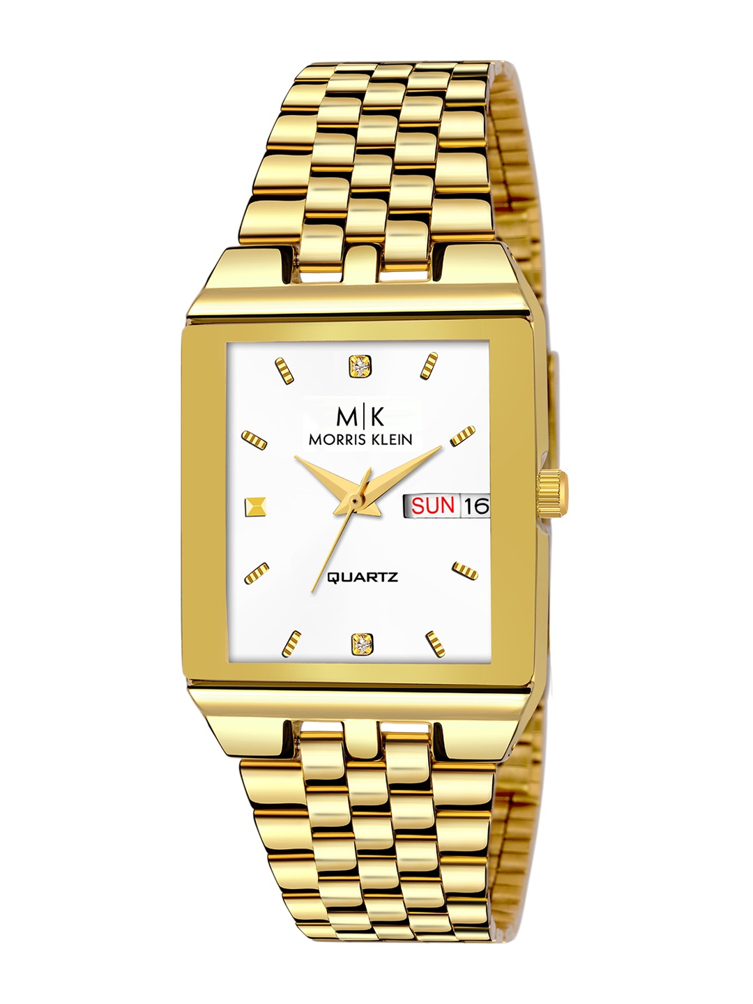 

MORRIS KLEIN Men Black Dial & Gold-Plated Stainless Steel Bracelet Style Straps Analogue Watch MK-1018
