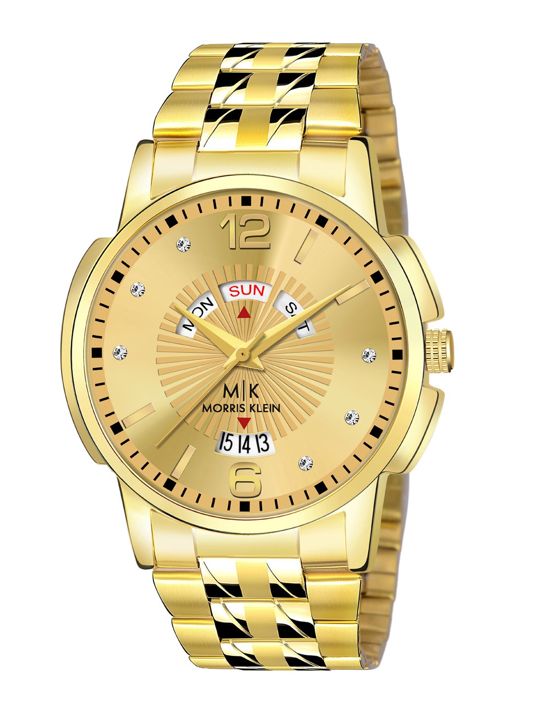 

MORRIS KLEIN Men Gold-Toned Dial & Gold Toned Stainless Steel Bracelet Style Straps Analogue Watch MK-1008