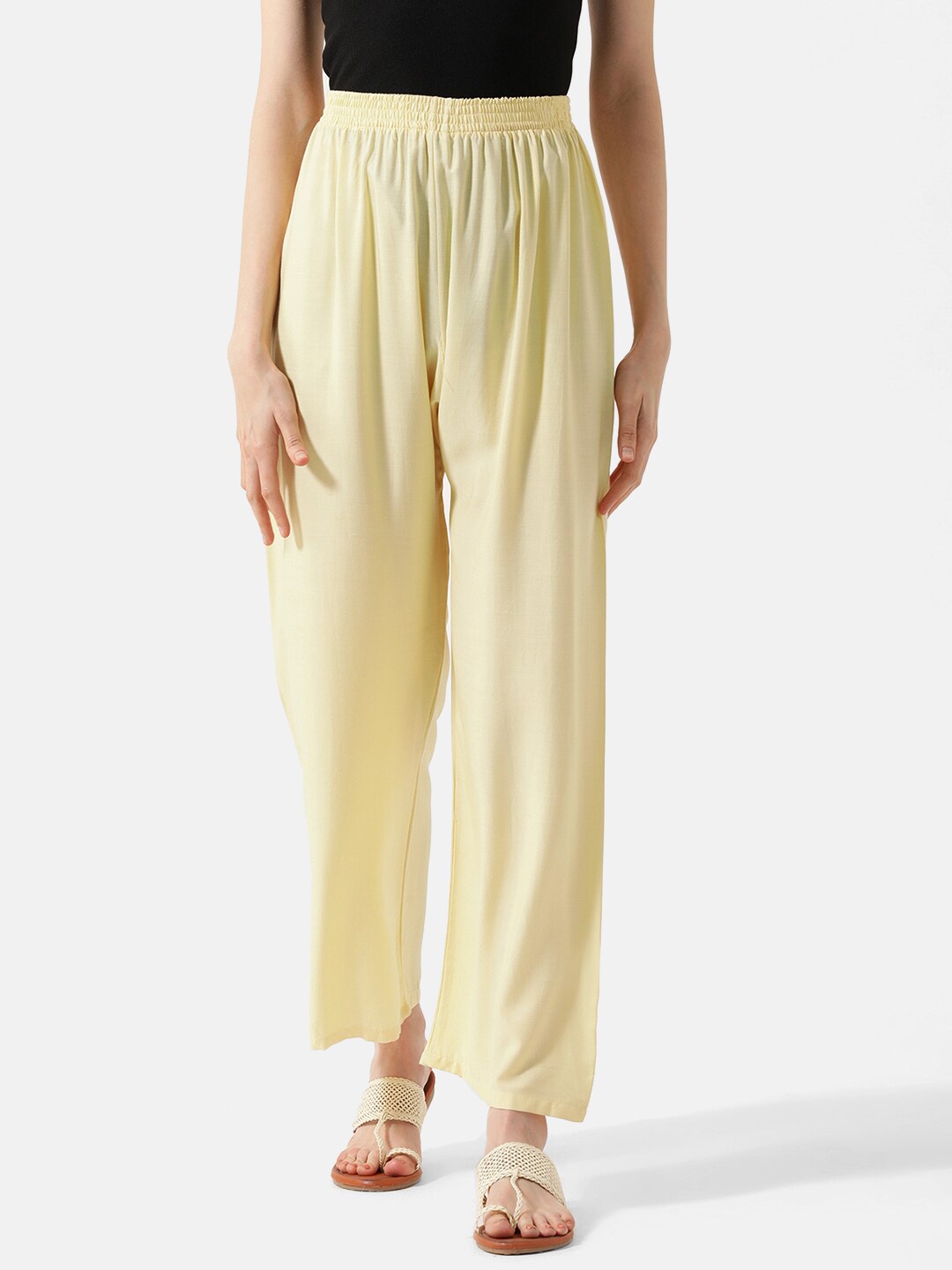 

V2 Value & Variety Women Cream-Coloured Knitted Ethnic Palazzos