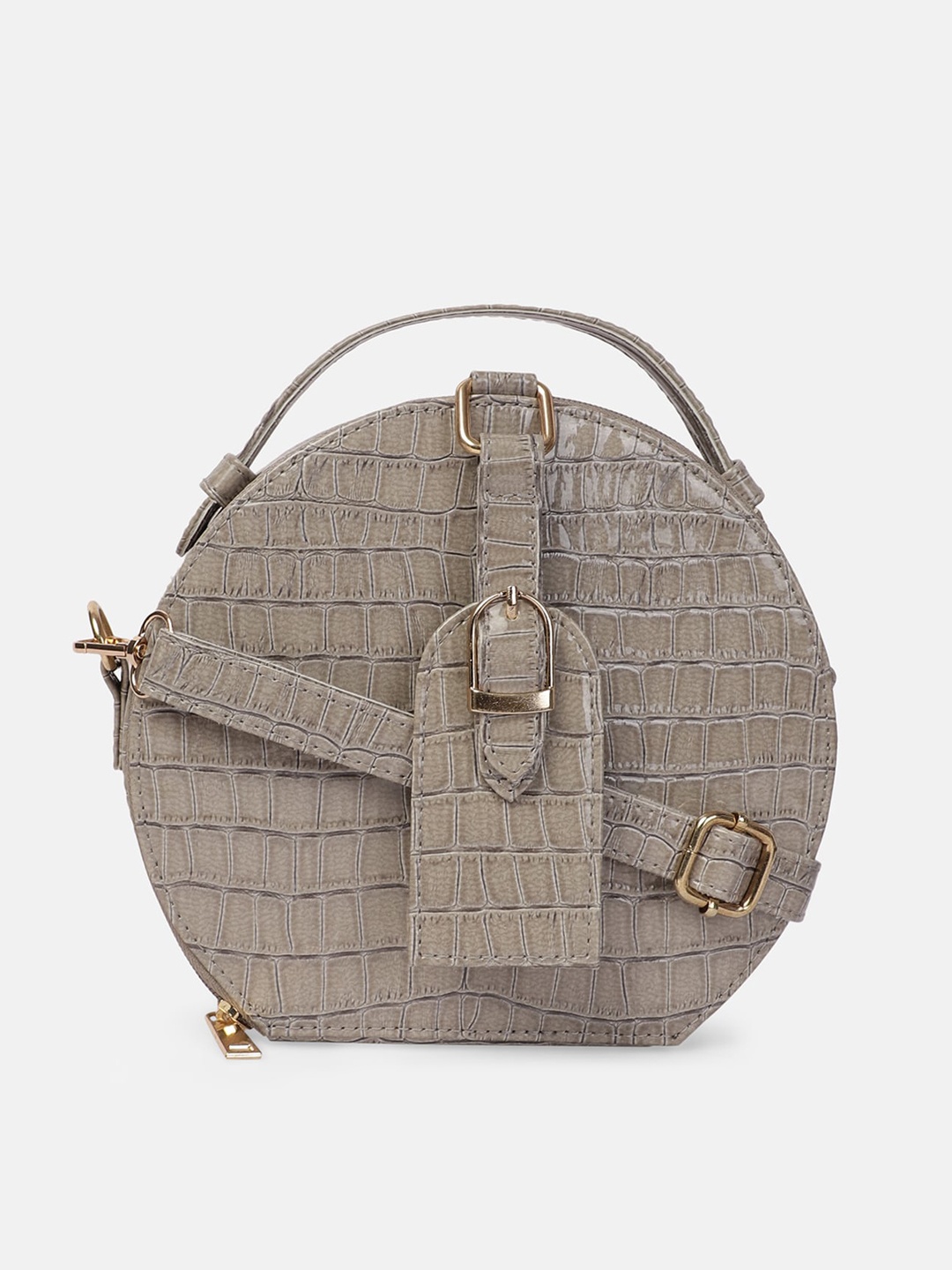 

Bagsy Malone Grey Textured PU Structured Sling Bag