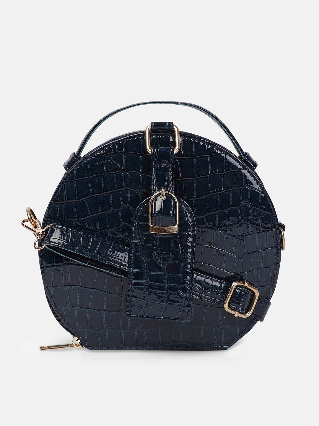

Bagsy Malone Blue Animal Textured PU Structured Sling Bag, Teal