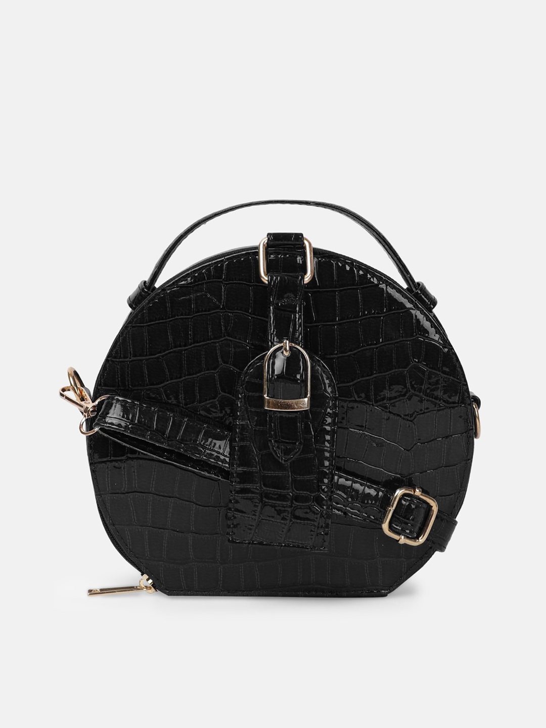 

Bagsy Malone Black Textured PU Structured Sling Bag