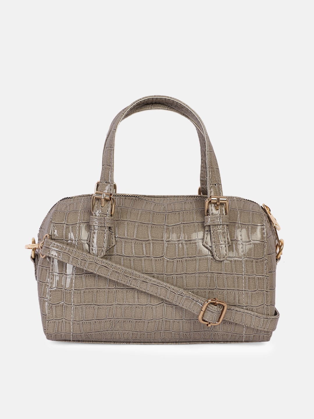 

Bagsy Malone Grey Textured PU Structured Handheld Bag