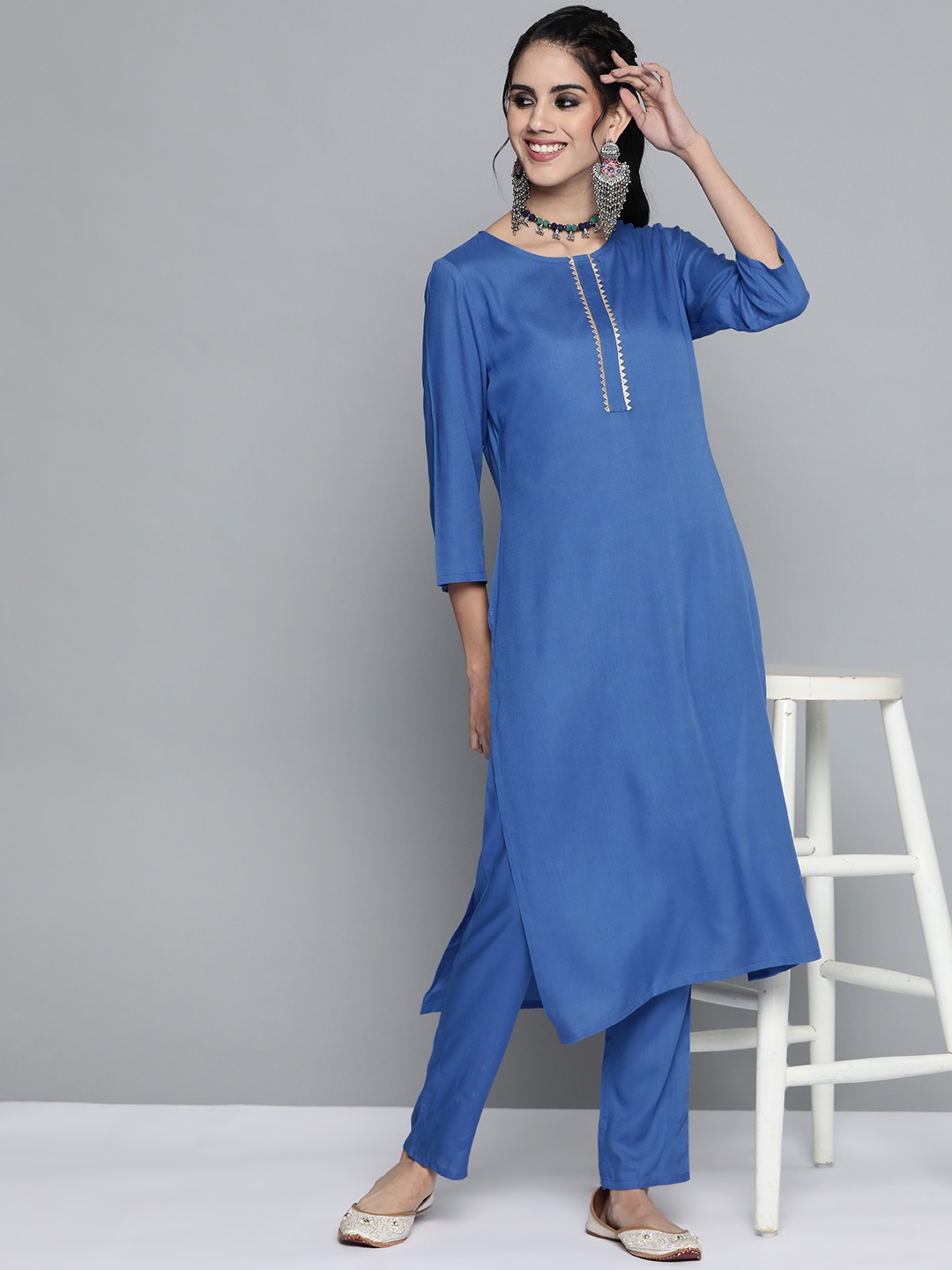 

HERE&NOW Women Blue Kurta with Palazzos