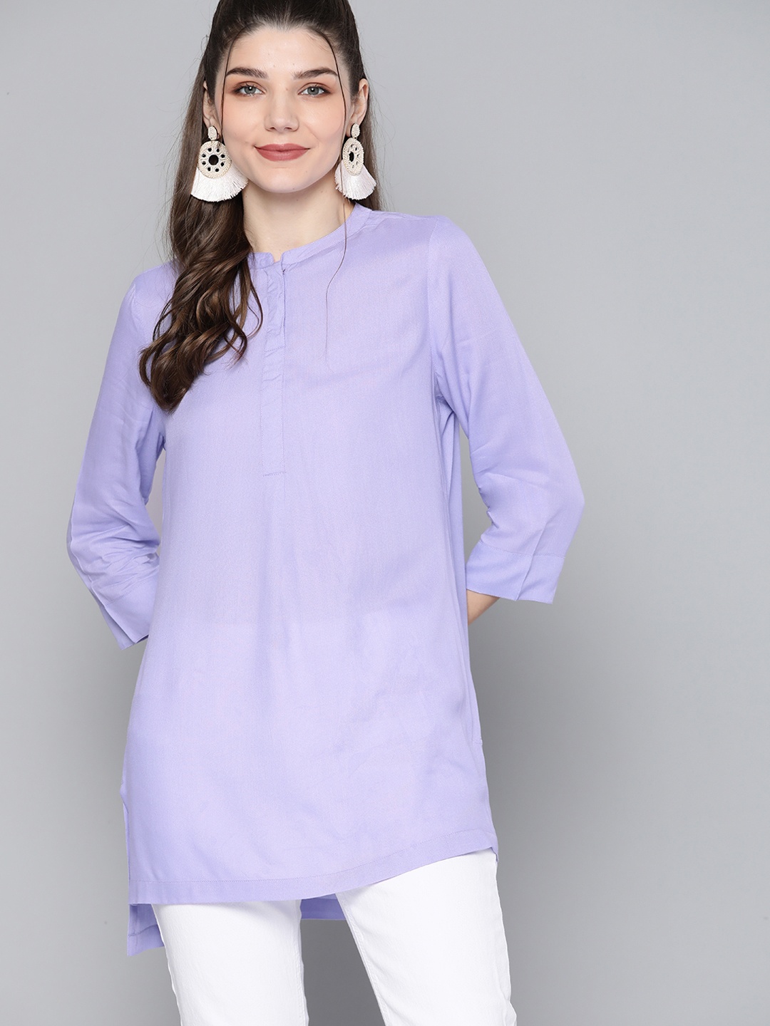 

HERE&NOW Women Purple Solid Kurti