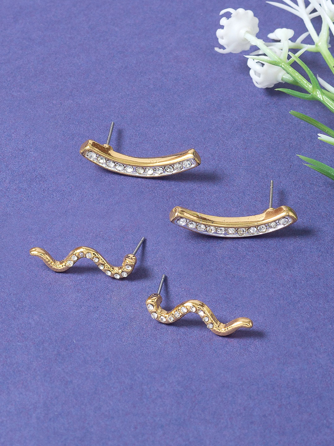 

Golden Peacock Gold-Toned Contemporary Studs Earrings