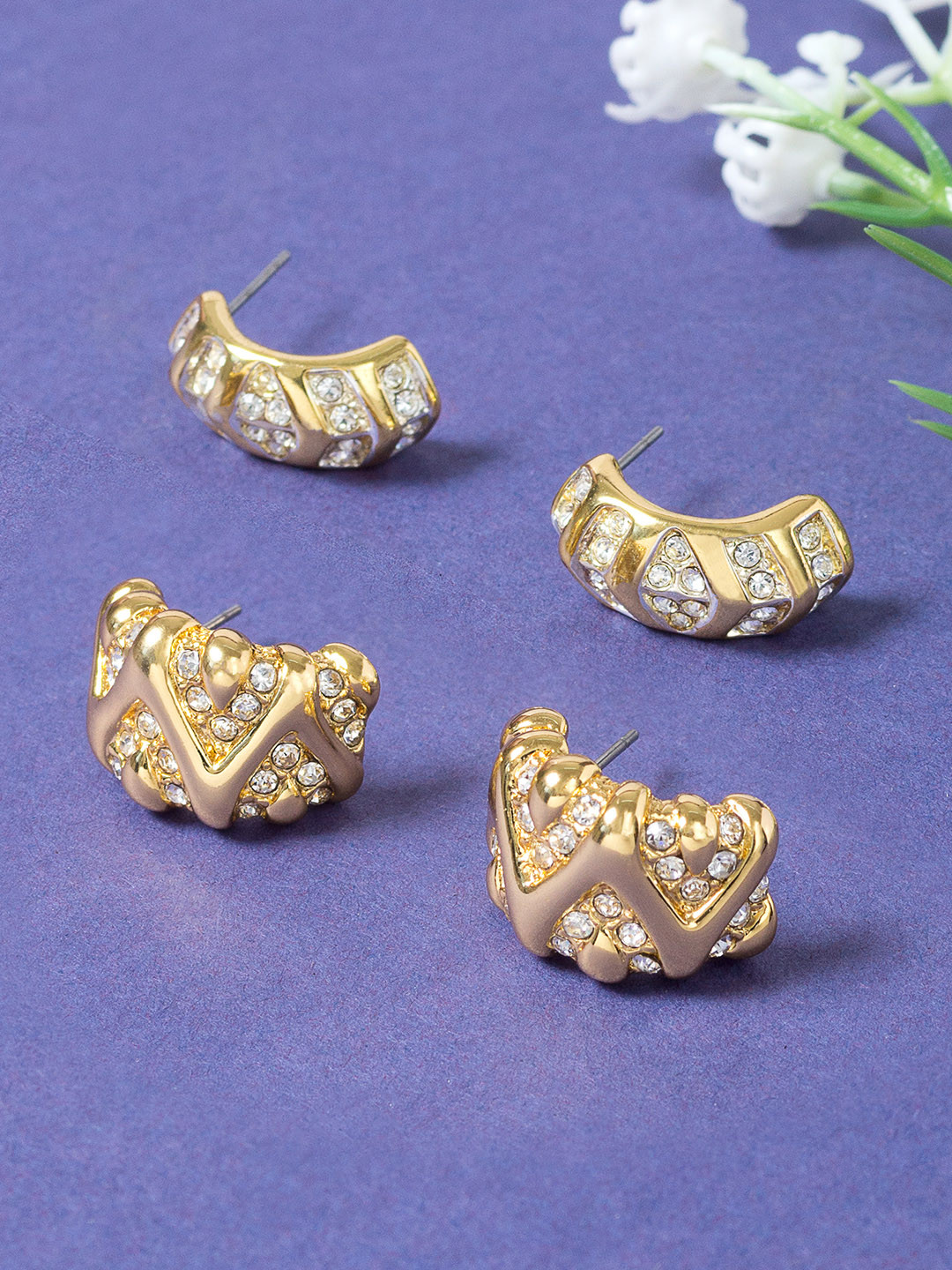 

Golden Peacock Gold-Toned Contemporary Studs Earrings