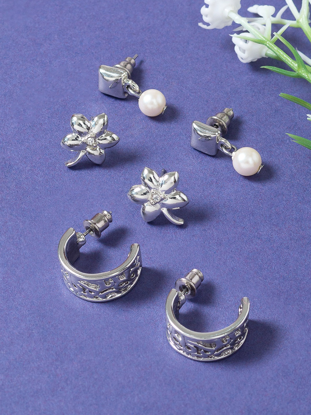 

Golden Peacock Silver-Toned Geometric Studs Earrings