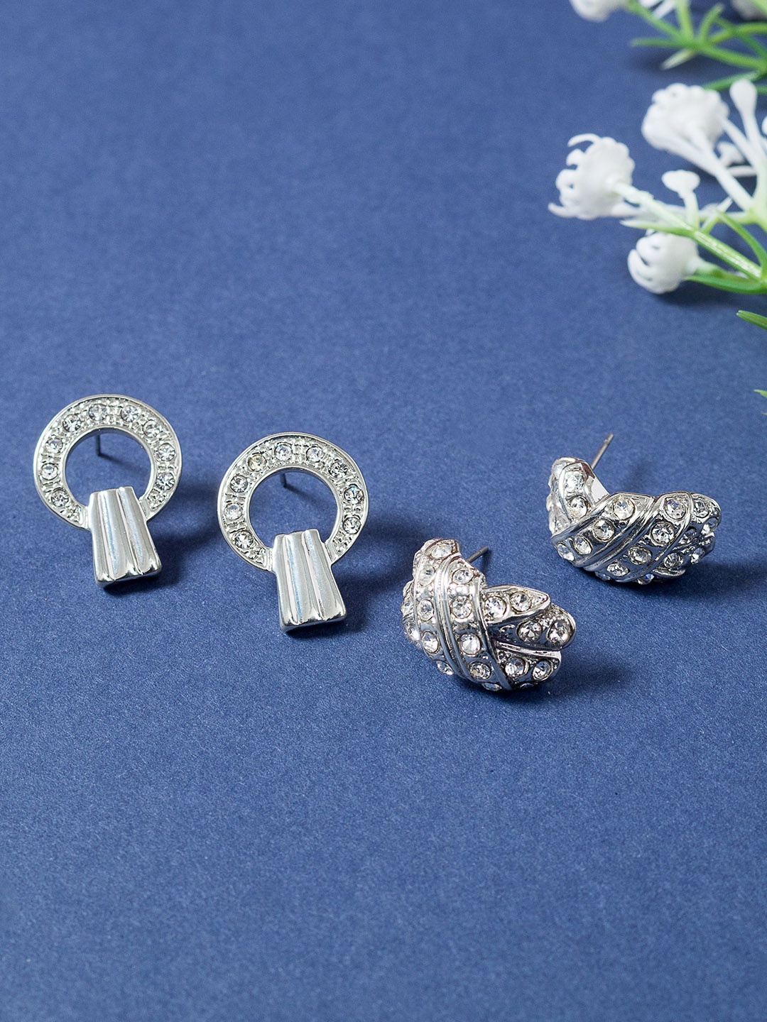 

Golden Peacock Set Of 2 Earrings, Silver