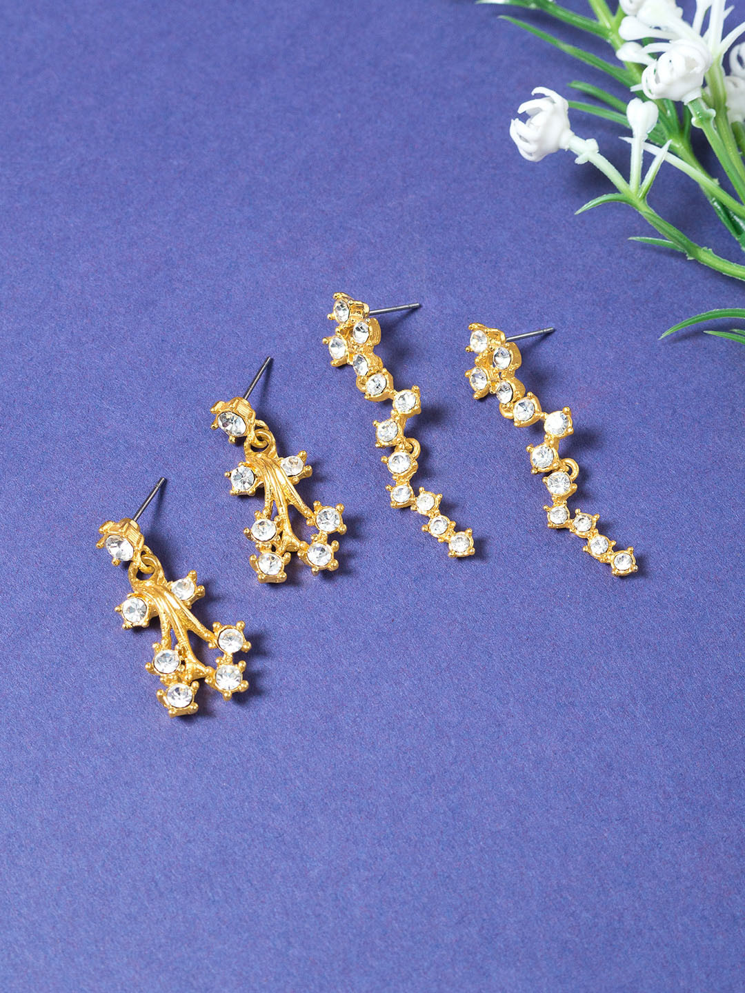 

Golden Peacock Gold-Toned Floral Drop Earrings
