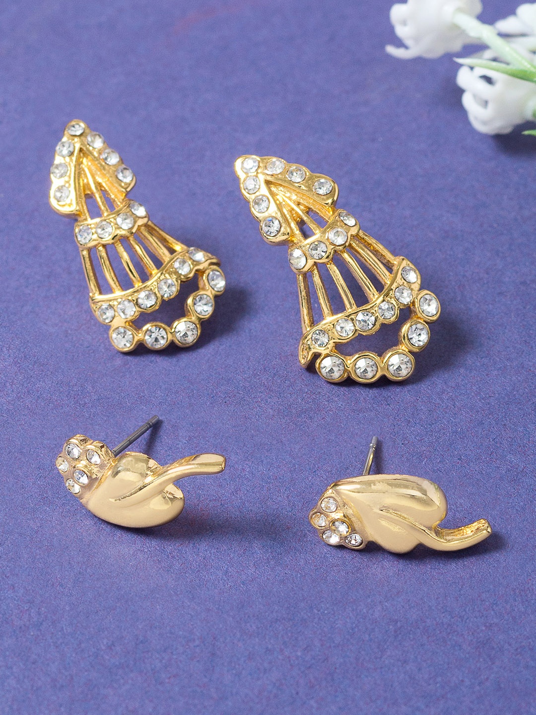 

Golden Peacock Gold-Toned Geometric Studs Earrings