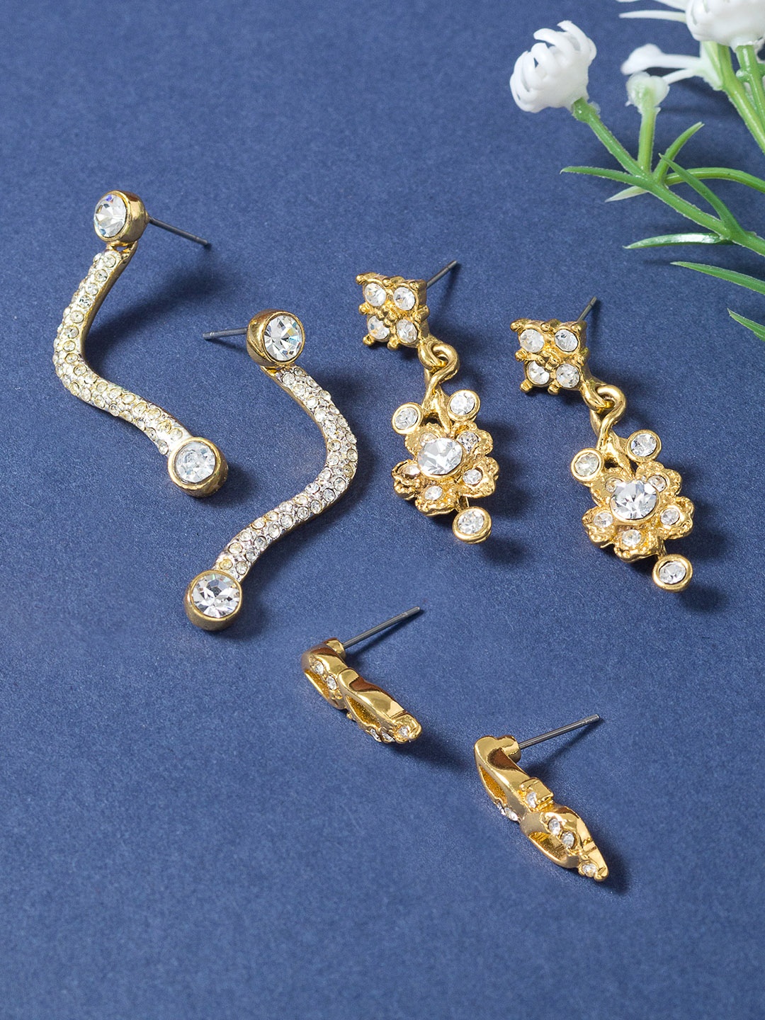 

Golden Peacock Gold-Toned Geometric Drop Earrings