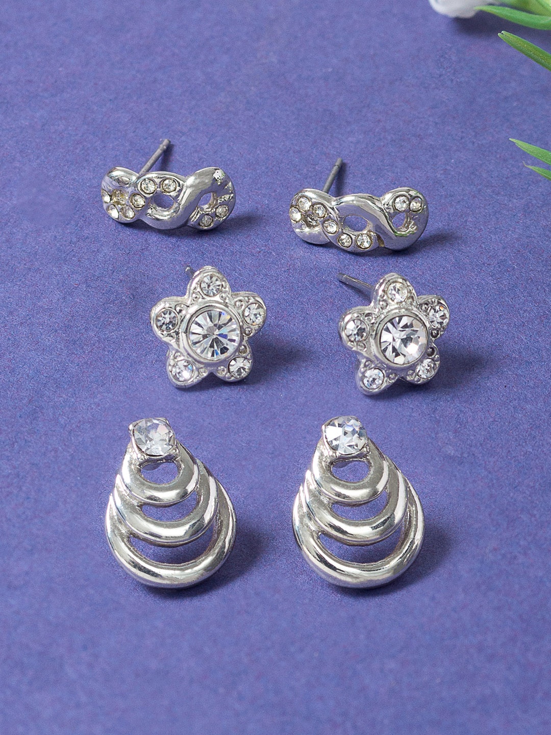 

Golden Peacock Set Of 3 Studs, Silver