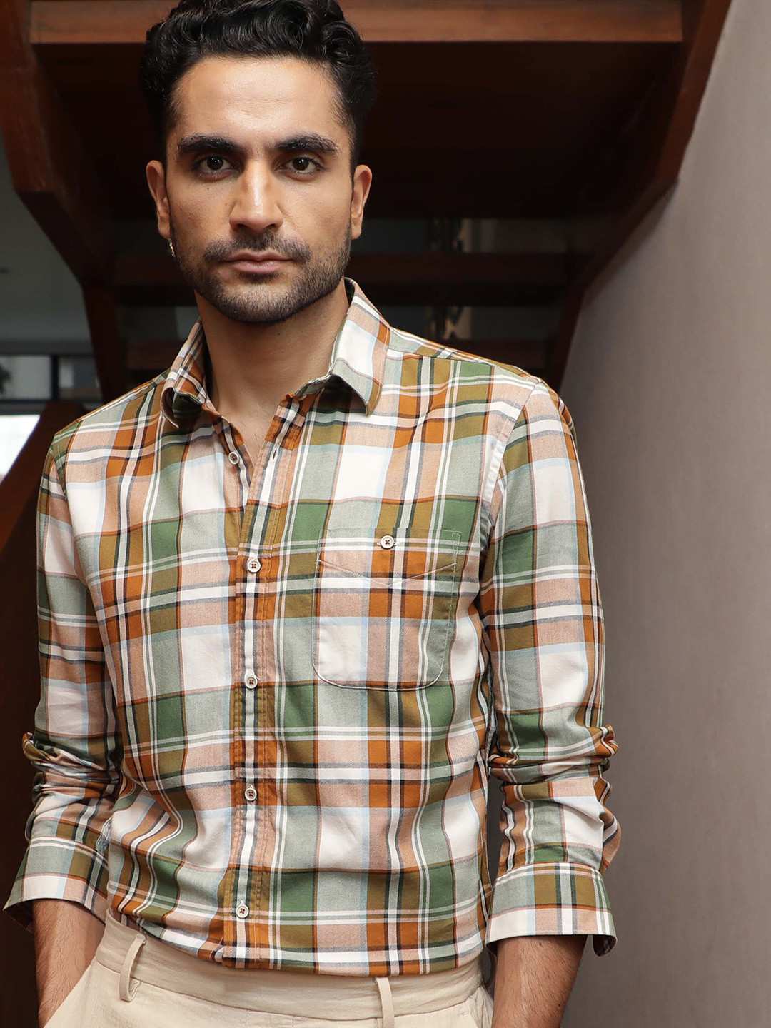 

RARE RABBIT Men Rumil Slim Fit Tartan Checked Shirt, Green