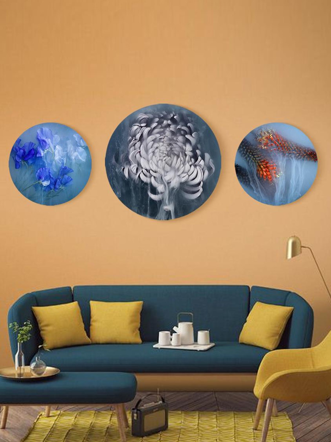 

THE ARTMENT Flowers in the Smog Matte Finish Canvas - Set of 3, Multi