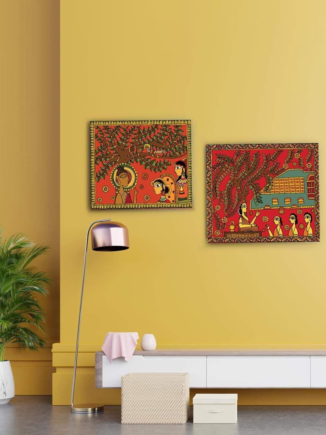 

THE ARTMENT Red Under the Bodhi Tree Matte Finish Canvas With Frame
